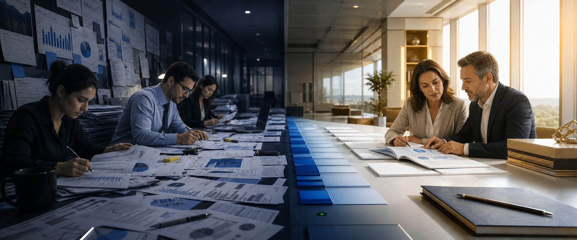 Accounting professionals moving from complex reports to aligned financial clarity